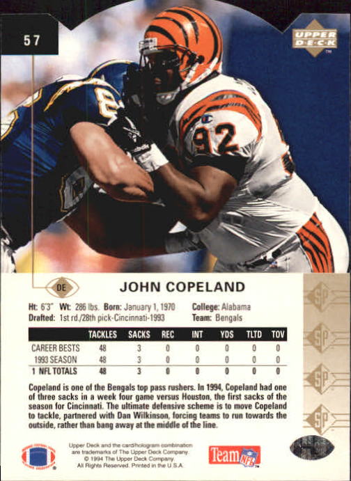 1994 SP Die Cuts #57 John Copeland back image