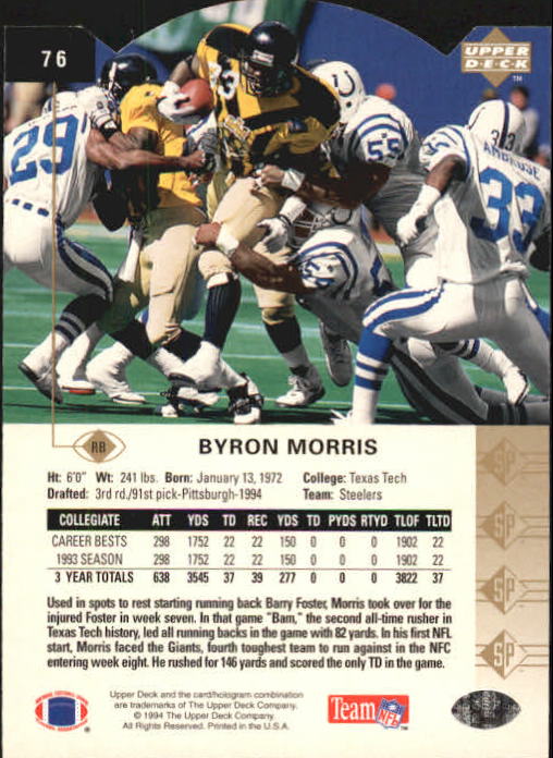 1994 SP Die Cuts #76 Byron Bam Morris back image