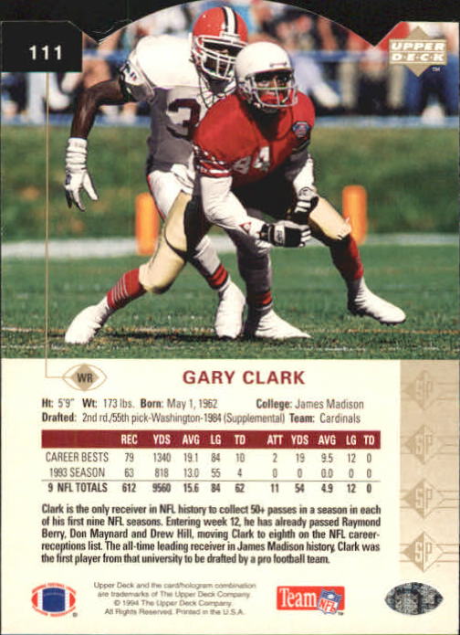 1994 SP Die Cuts #111 Gary Clark back image