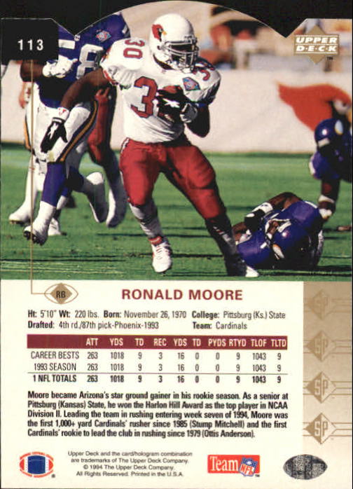1994 SP Die Cuts #113 Ronald Moore back image
