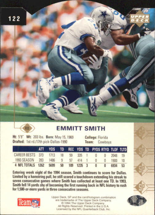 1994 SP Die Cuts #122 Emmitt Smith back image