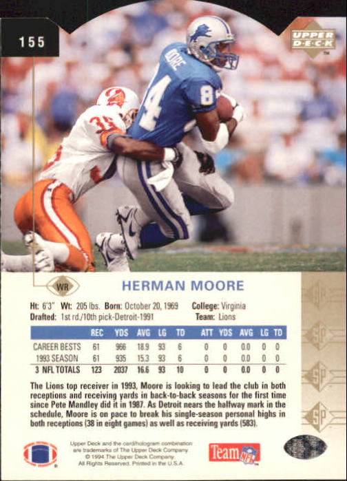1994 SP Die Cuts #155 Herman Moore back image
