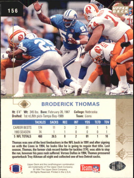 1994 SP Die Cuts #156 Broderick Thomas back image