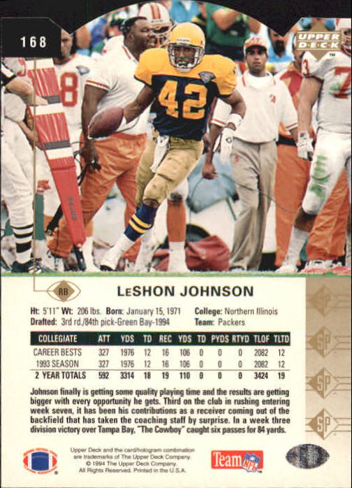 1994 SP Die Cuts #168 LeShon Johnson back image