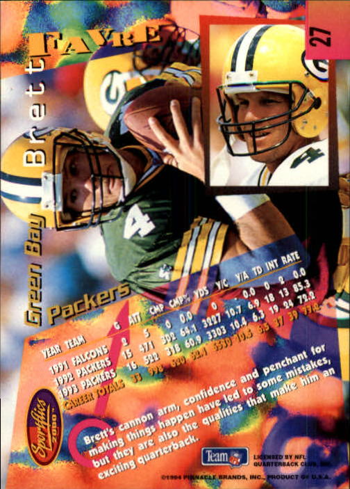 1994 Sportflics #27 Brett Favre back image