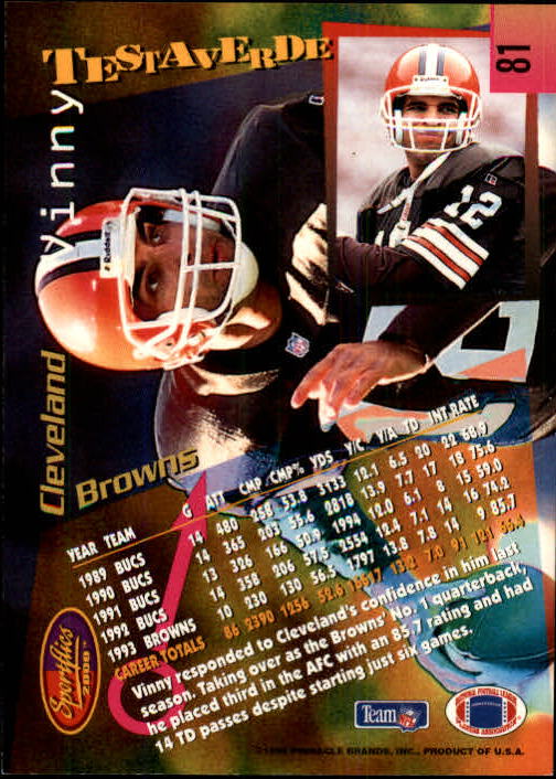 B4237- 1994 Sportflics FB Card #s 1-184 +Inserts -You Pick- 15+ FREE US SHIP - Picture 143 of 338