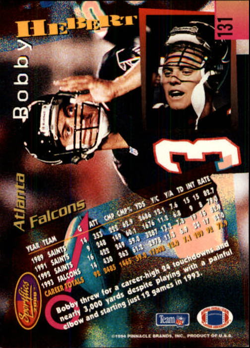 1994 Sportflics #131 Bobby Hebert back image