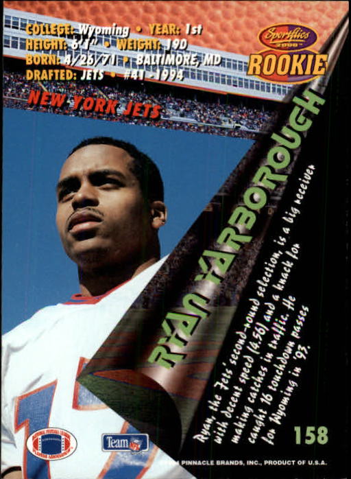 1994 Sportflics #158 Ryan Yarborough RC back image