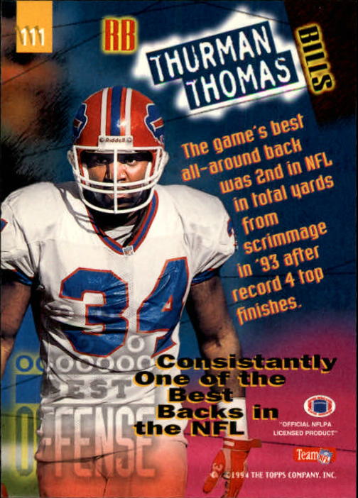 1994 Stadium Club #111 Thurman Thomas BO back image