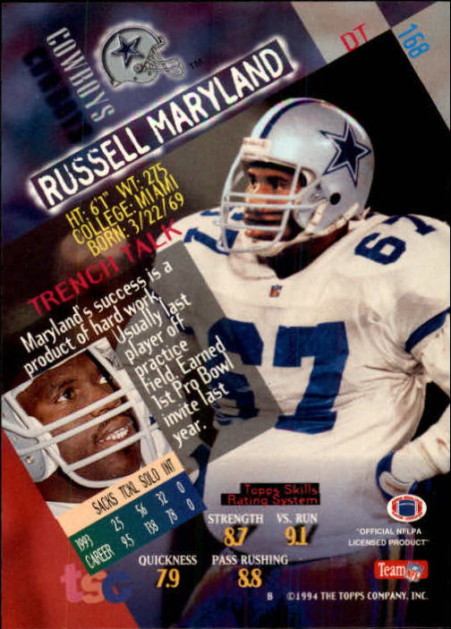 1994 Stadium Club #168 Russell Maryland back image