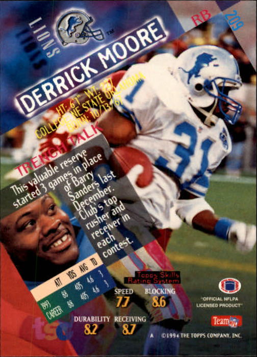 1994 Stadium Club #209 Derrick Moore back image