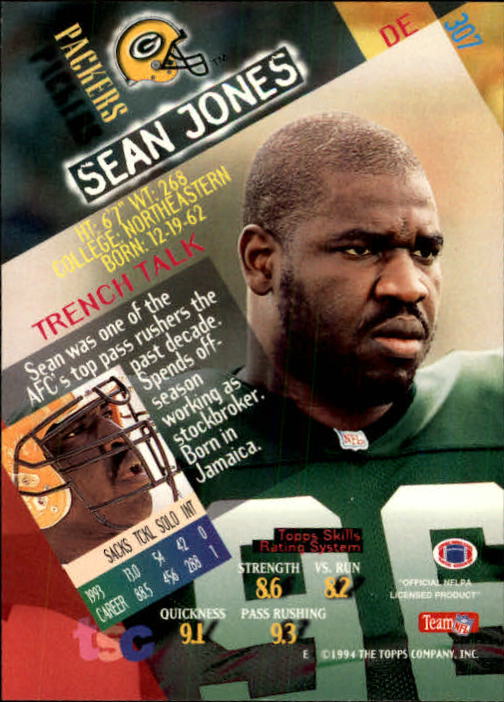 1994 Stadium Club #307 Sean Jones back image