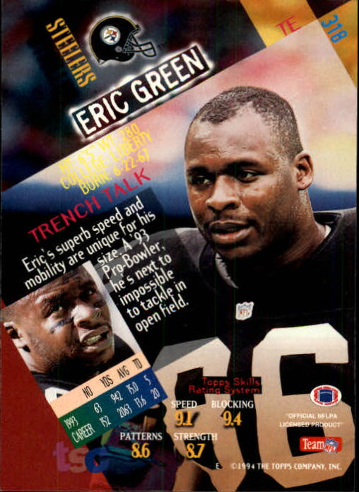 1994 Stadium Club #318 Eric Green back image