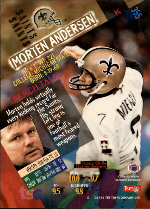 A1063- 1994 Stadium Club FB Cards 251-500 +Rookies -You Pick- 15+ FREE US SHIP - Picture 201 of 485