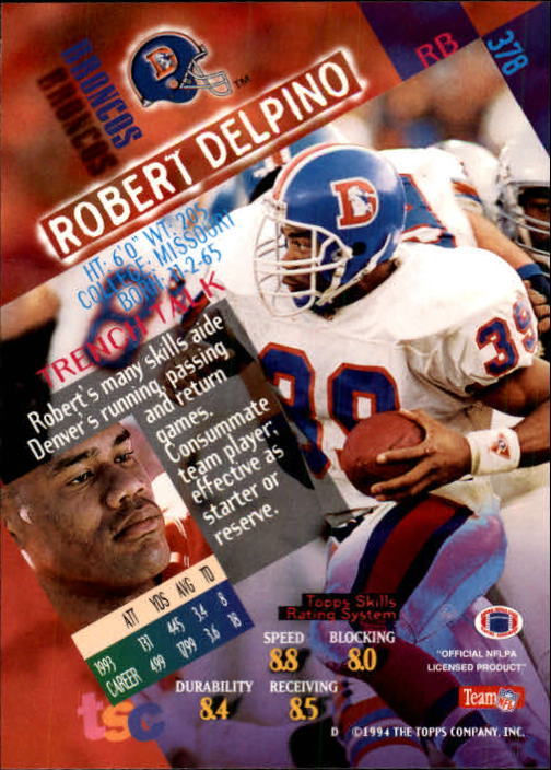 1994 Stadium Club #378 Robert Delpino back image