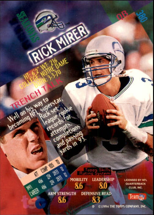 A1063- 1994 Stadium Club FB Cards 251-500 +Rookies -You Pick- 15+ FREE US SHIP - Picture 249 of 485