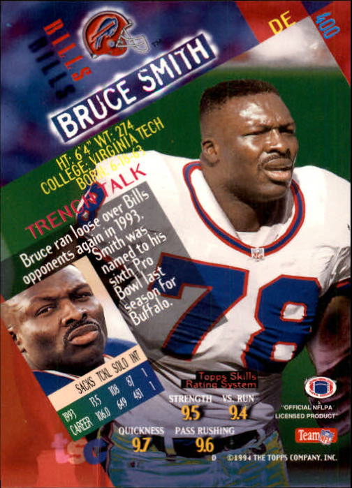 1994 Stadium Club #400 Bruce Smith back image