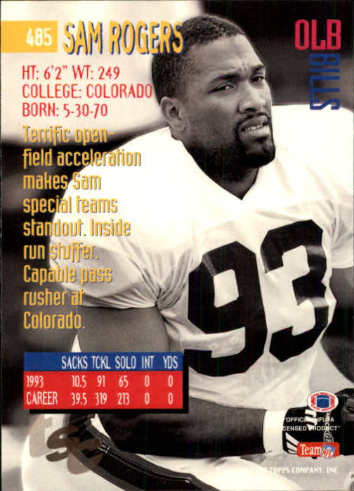 A1063- 1994 Stadium Club FB Cards 251-500 +Rookies -You Pick- 15+ FREE US SHIP - Picture 455 of 485