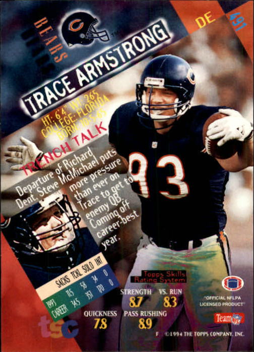1994 Stadium Club #491 Trace Armstrong back image