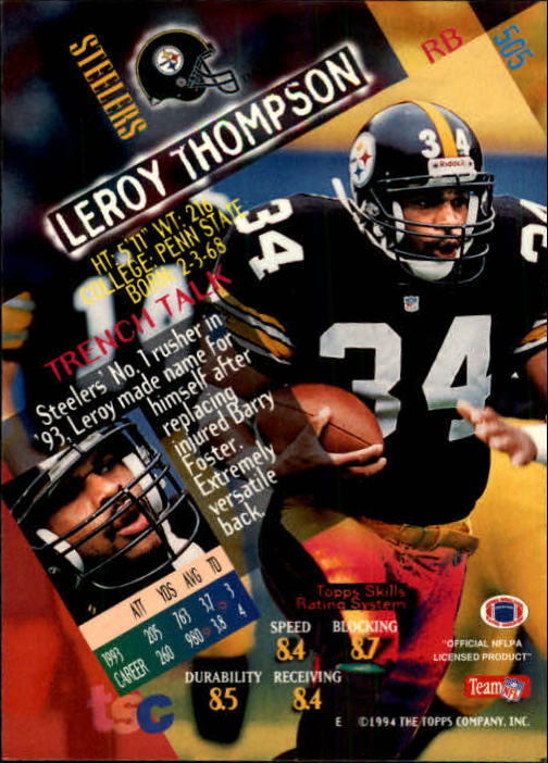 1994 Stadium Club Football "Main Set" Cards #501 to #630 Rookies and Veterans - Picture 11 of 265
