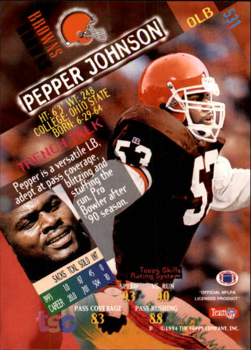 1994 Stadium Club Football "Main Set" Cards #501 to #630 Rookies and Veterans - Picture 61 of 265