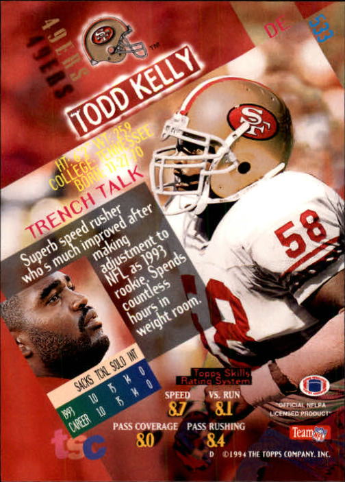 1994 Stadium Club Football "Main Set" Cards #501 to #630 Rookies and Veterans - Picture 65 of 265
