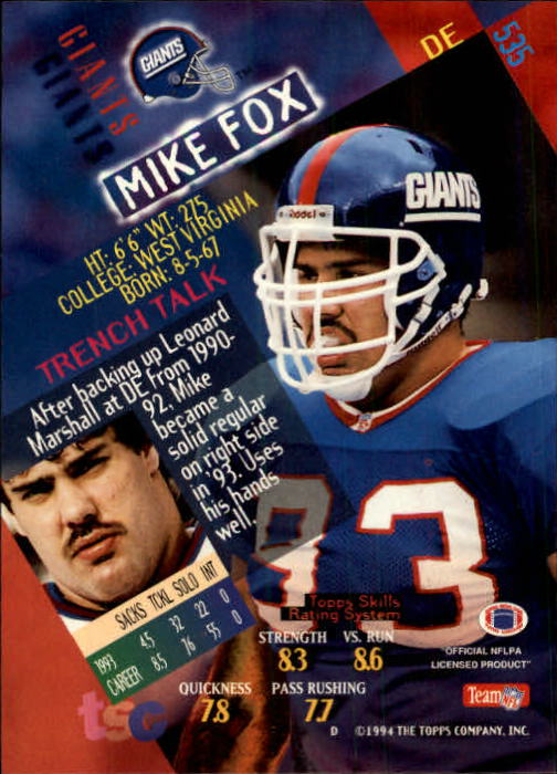1994 Stadium Club Football "Main Set" Cards #501 to #630 Rookies and Veterans - Picture 69 of 265