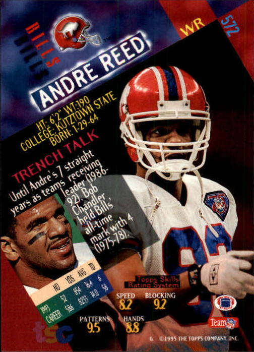 1994 Stadium Club #572 Andre Reed back image
