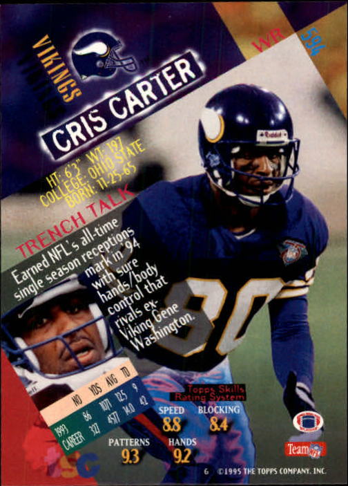 1994 Stadium Club #594 Cris Carter back image