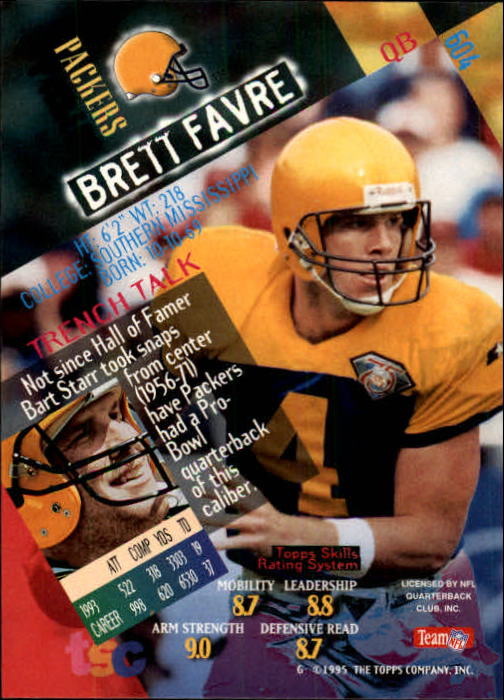 1994 Stadium Club #604 Brett Favre back image