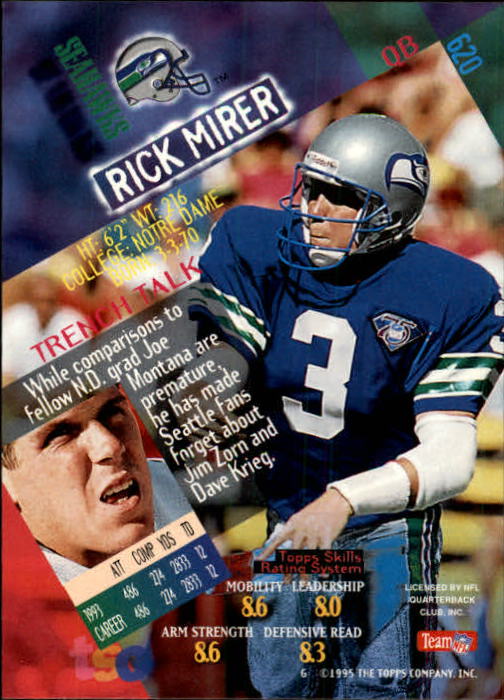 1994 Stadium Club Football "Main Set" Cards #501 to #630 Rookies and Veterans - Picture 239 of 265