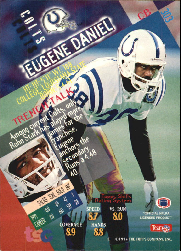 1994 Stadium Club First Day #303 Eugene Daniel back image