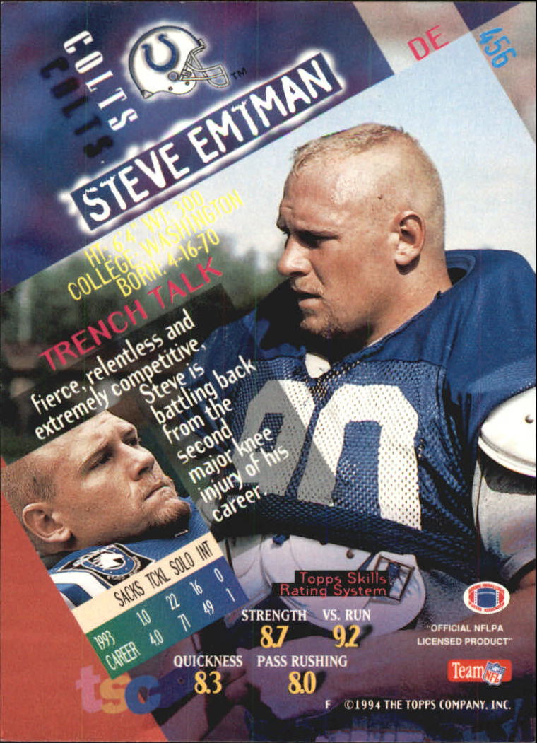 1994 Stadium Club First Day #456 Steve Emtman back image