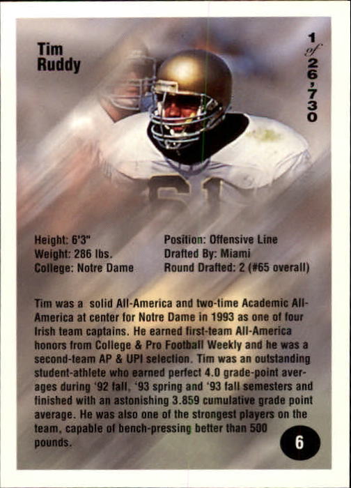 B7654- 1994 Superior Rookies Football Cards 1-80 -You Pick- 15+ FREE US SHIP - Picture 13 of 161