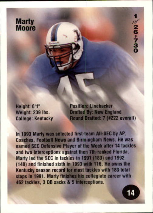 B7654- 1994 Superior Rookies Football Cards 1-80 -You Pick- 15+ FREE US SHIP - Picture 29 of 161