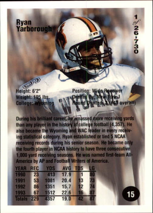 B7654- 1994 Superior Rookies Football Cards 1-80 -You Pick- 15+ FREE US SHIP - Picture 31 of 161