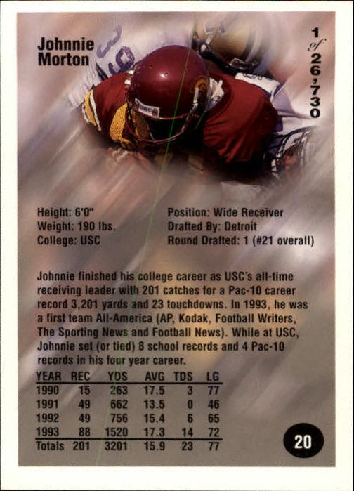 B7654- 1994 Superior Rookies Football Cards 1-80 -You Pick- 15+ FREE US SHIP - Picture 41 of 161