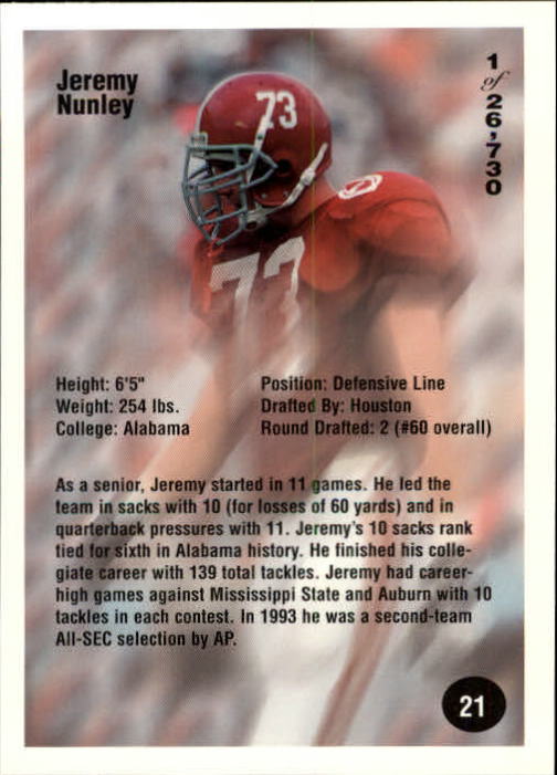 B7654- 1994 Superior Rookies Football Cards 1-80 -You Pick- 15+ FREE US SHIP - Picture 43 of 161