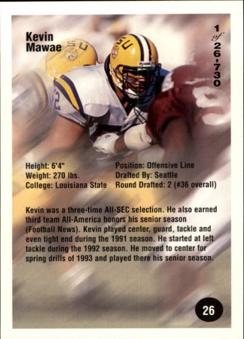 B7654- 1994 Superior Rookies Football Cards 1-80 -You Pick- 15+ FREE US SHIP - Picture 53 of 161