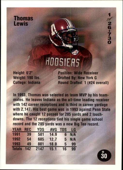 B7654- 1994 Superior Rookies Football Cards 1-80 -You Pick- 15+ FREE US SHIP - Picture 61 of 161