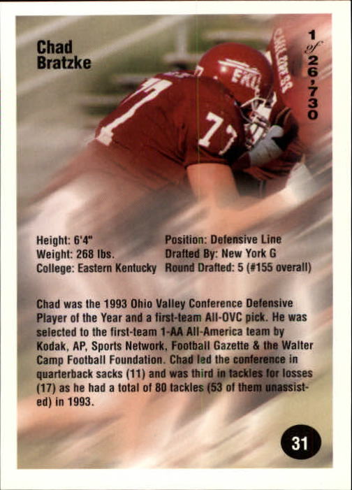 B7654- 1994 Superior Rookies Football Cards 1-80 -You Pick- 15+ FREE US SHIP - Picture 63 of 161