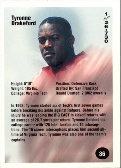 B7654- 1994 Superior Rookies Football Cards 1-80 -You Pick- 15+ FREE US SHIP - Picture 73 of 161