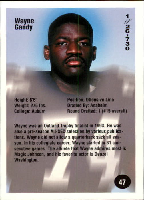 B7654- 1994 Superior Rookies Football Cards 1-80 -You Pick- 15+ FREE US SHIP - Picture 95 of 161