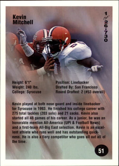 B7654- 1994 Superior Rookies Football Cards 1-80 -You Pick- 15+ FREE US SHIP - Picture 103 of 161