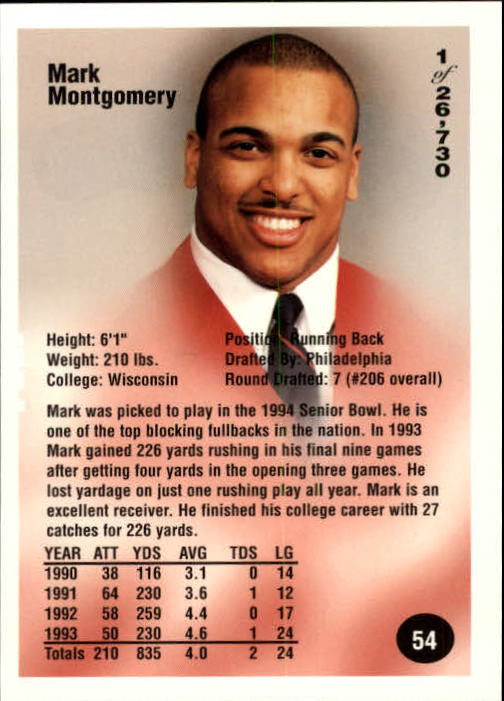 B7654- 1994 Superior Rookies Football Cards 1-80 -You Pick- 15+ FREE US SHIP - Picture 109 of 161