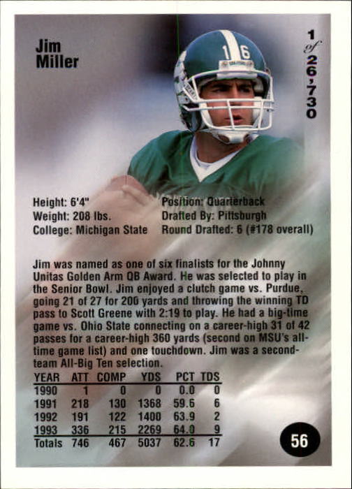 B7654- 1994 Superior Rookies Football Cards 1-80 -You Pick- 15+ FREE US SHIP - Picture 113 of 161