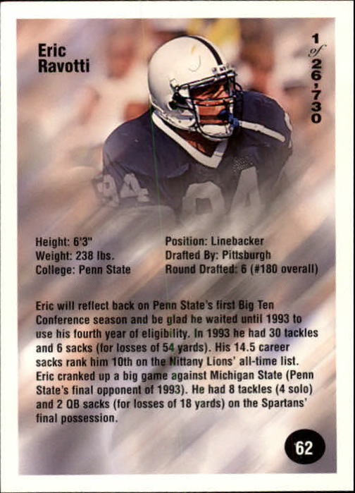 B7654- 1994 Superior Rookies Football Cards 1-80 -You Pick- 15+ FREE US SHIP - Picture 125 of 161