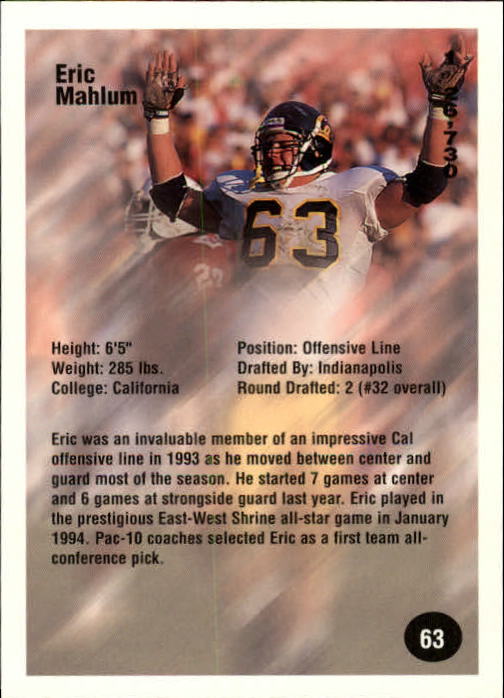 B7654- 1994 Superior Rookies Football Cards 1-80 -You Pick- 15+ FREE US SHIP - Picture 127 of 161