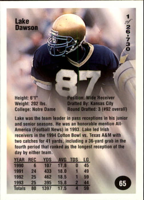 B7654- 1994 Superior Rookies Football Cards 1-80 -You Pick- 15+ FREE US SHIP - Picture 131 of 161