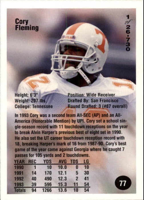 B7654- 1994 Superior Rookies Football Cards 1-80 -You Pick- 15+ FREE US SHIP - Picture 155 of 161